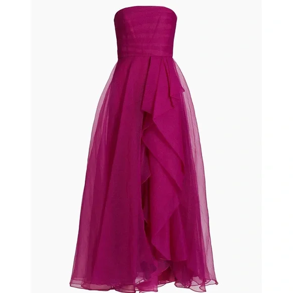 Theia Teresa Draped Tulle Gown - Sangria - Size 6 - Picture 4 of 9